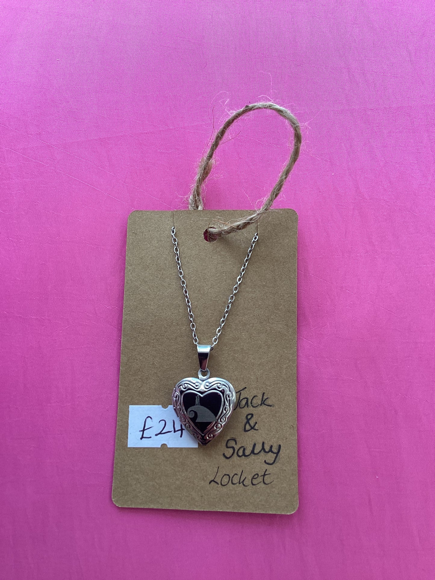 Jack & Sally locket by Embroider Geek