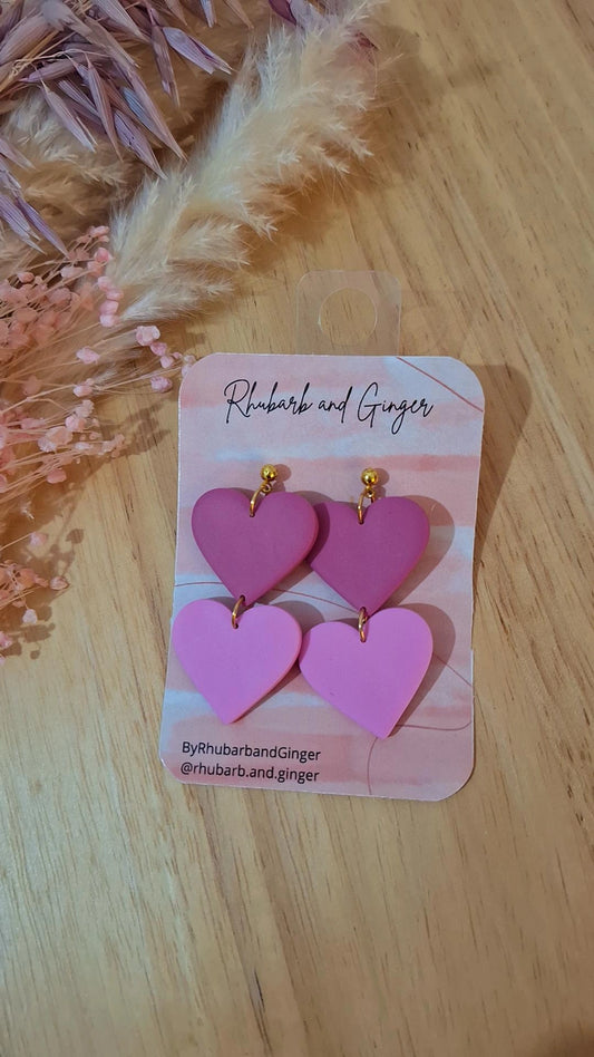 Love Heart Two Tier Earrings by Rhubarb & Ginger