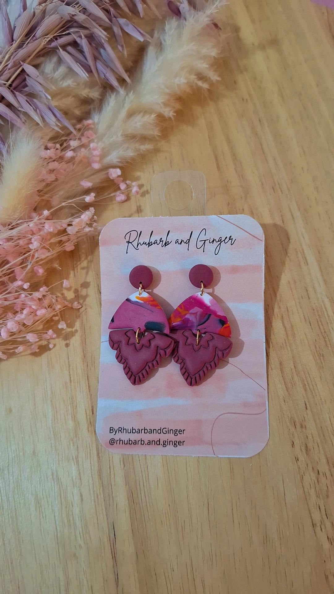 Aztec Pink Earrings by Rhubarb & Ginger