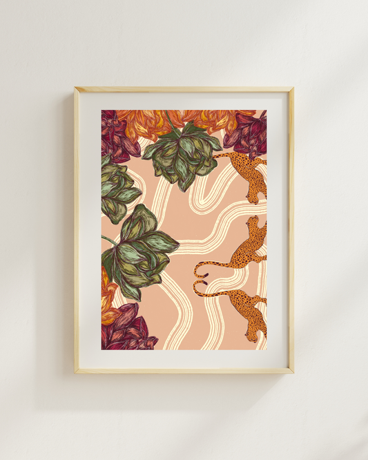 Leopards in Bloom A4 Print by March & Butler