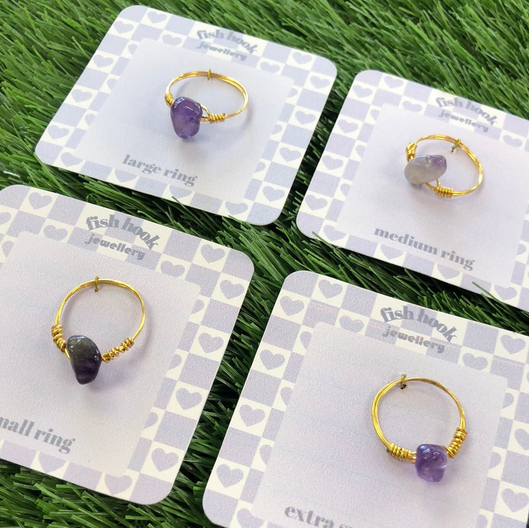 Fish Hook Purple Gem Rings