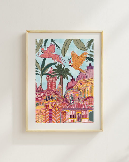Just Married Macaws A4 Print by March & Butler