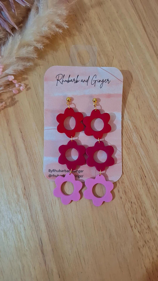 Flower Three Tier Earrings by Rhubarb & Ginger
