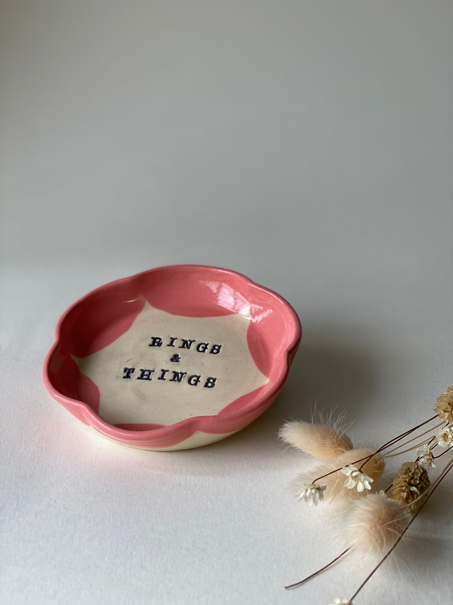 Pink ‘Rings & Things’ flower dish - by Ceramics in the Annexe