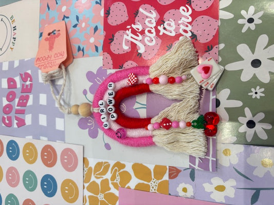 Pink/red Girl power rainbow car charm by Moody Cow Crafts