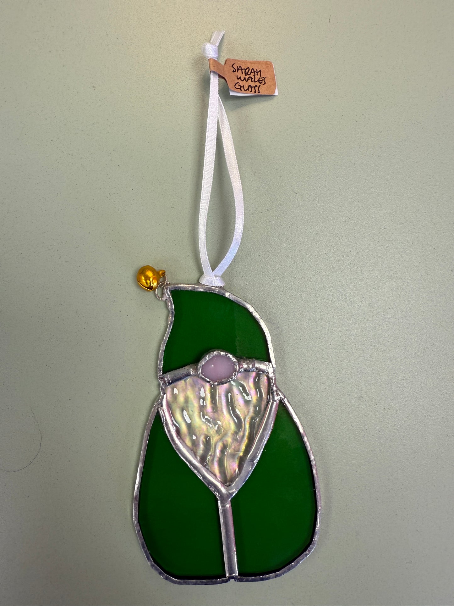 Santa gonks (green) by Sarah Wales Glass
