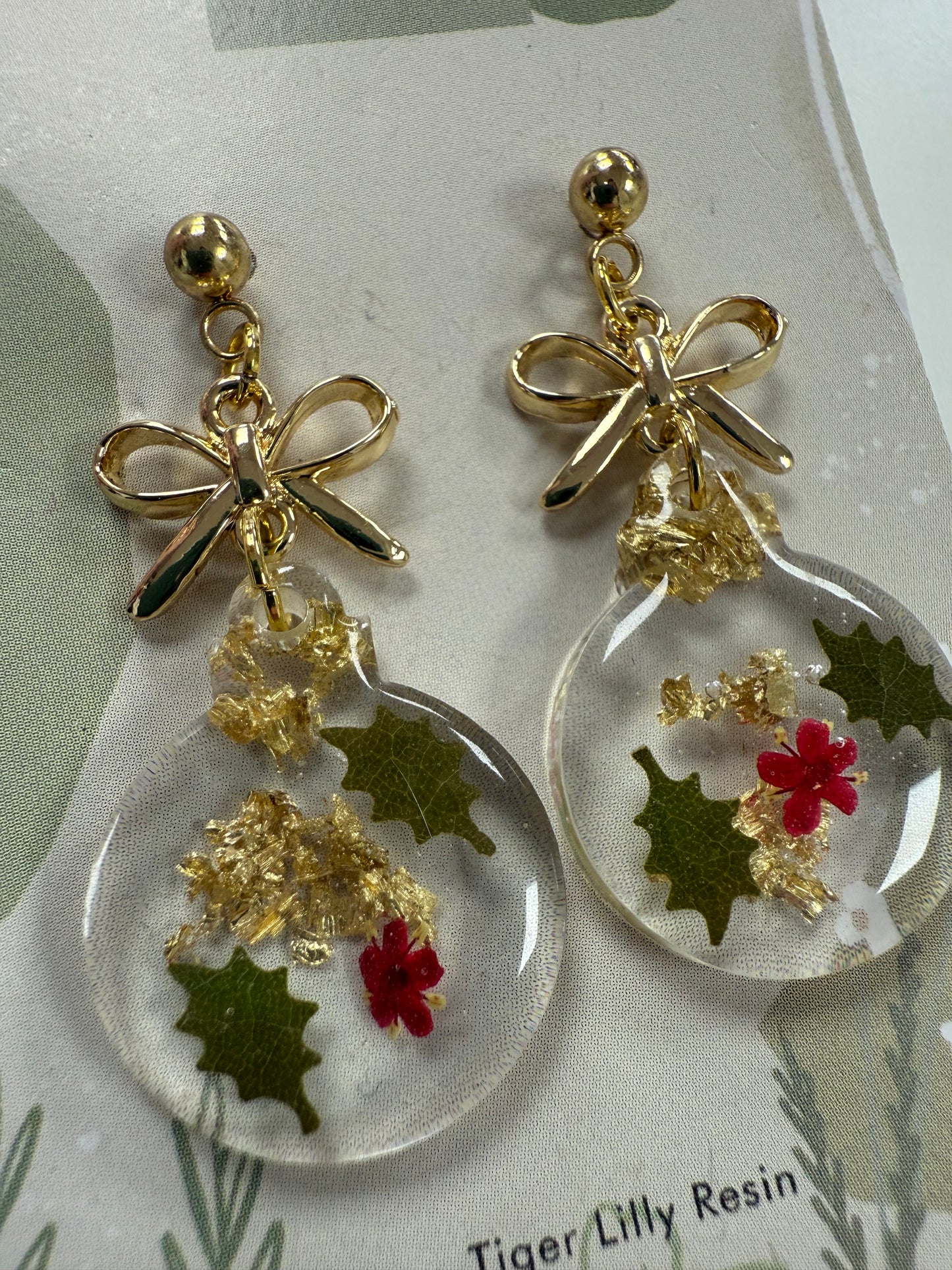 Christmas Bauble Hoop Earrings by Tiger Lilly Resin