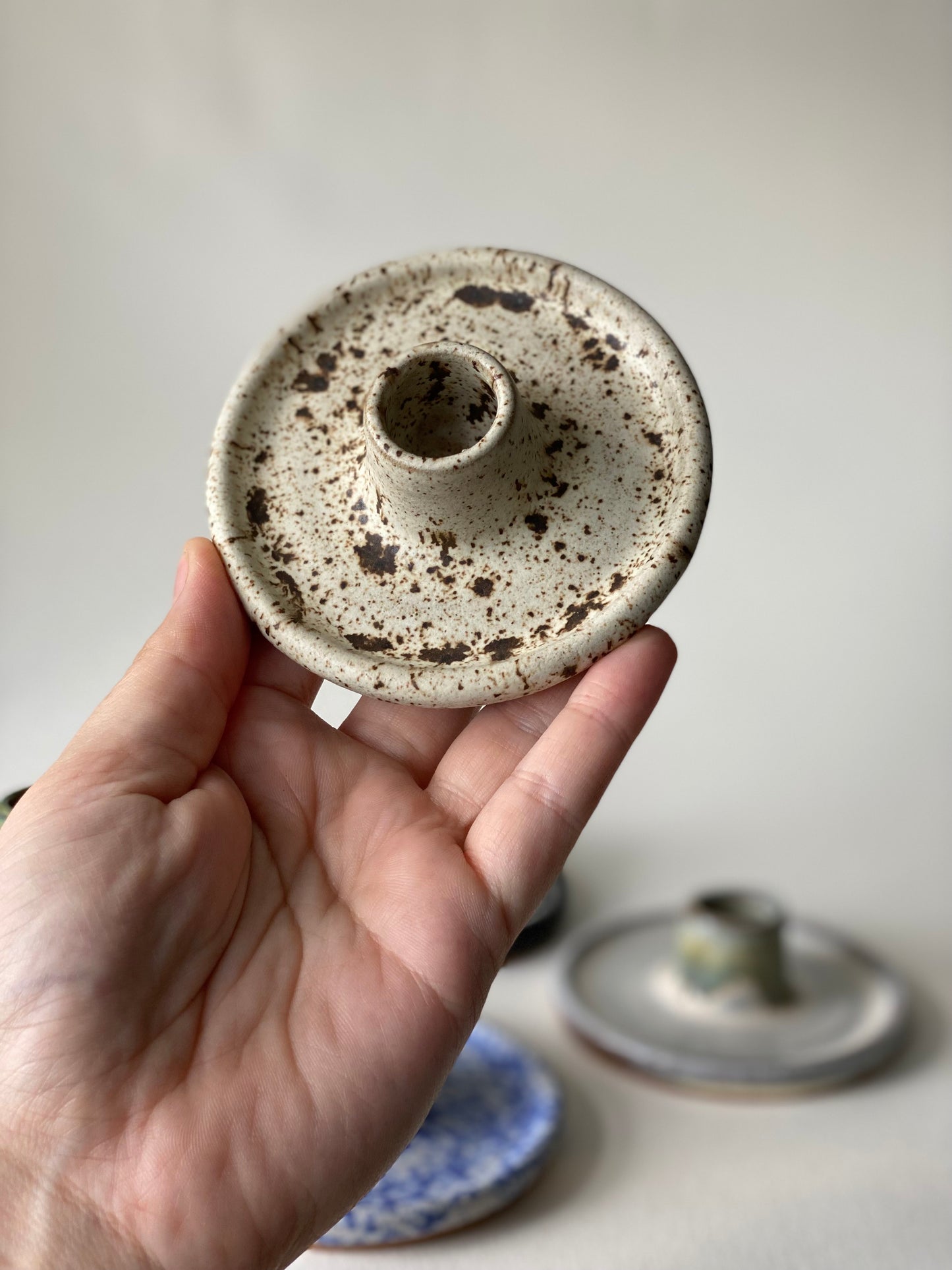 Speckled Sandstone Frilly Candlestick Holder - by Ceramics in the Annexe