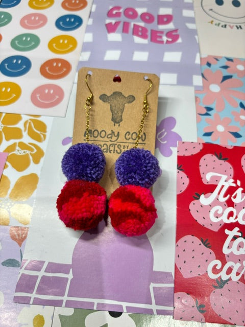 Single Pom Earrings - Moody Cow