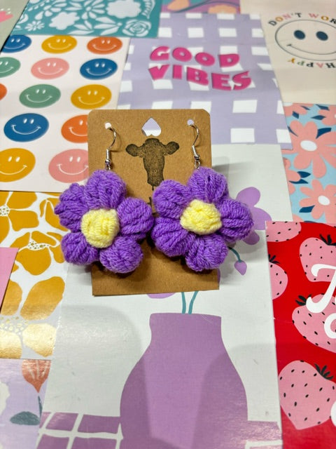 Macrame Flower Earrings by Moody Cow