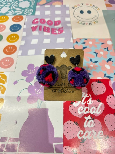 Single Pom Earrings - Moody Cow