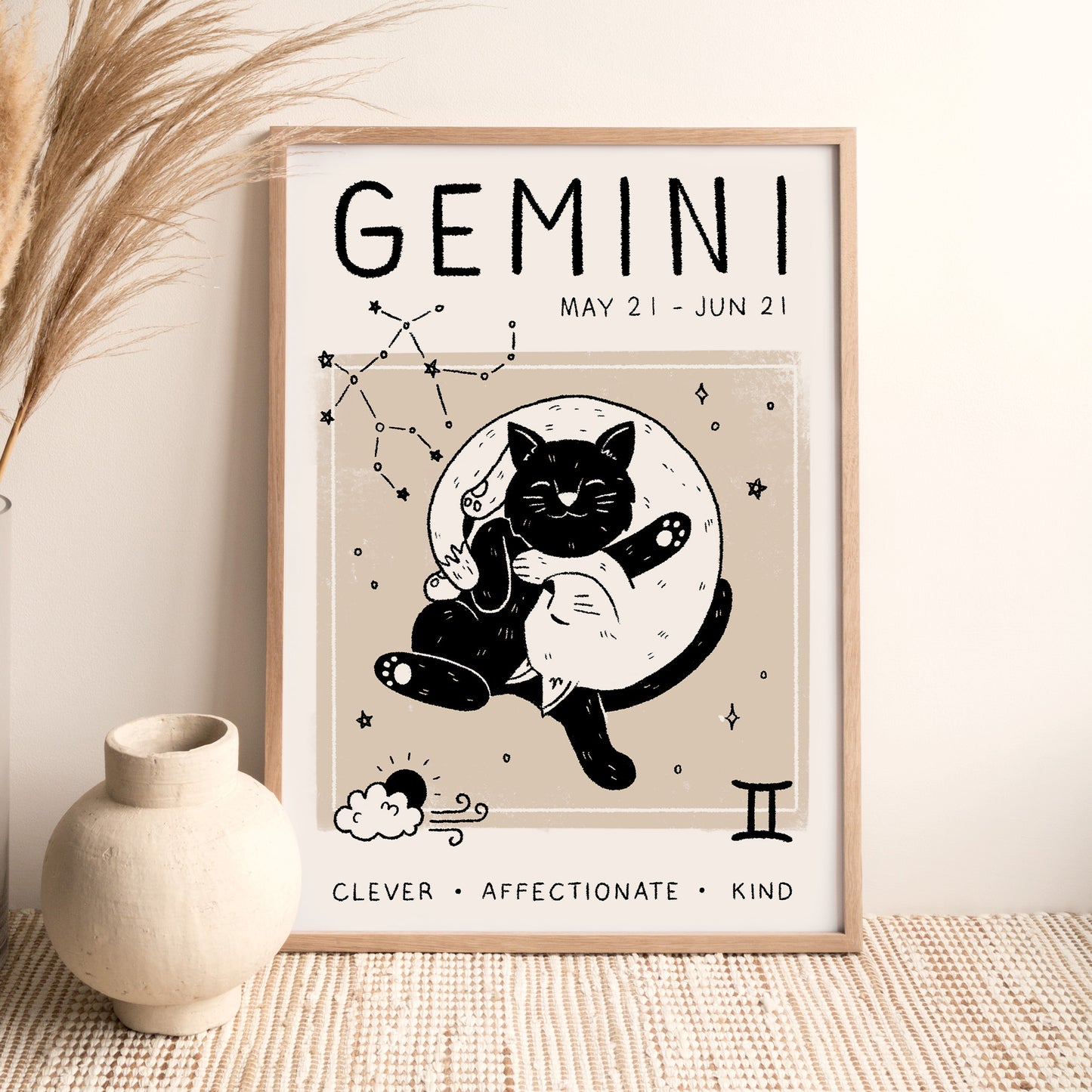 Cat Zodiac A4 Print by Designed by Leanne