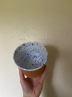 Blue and white speckled large pot by Chynhale Ceramics