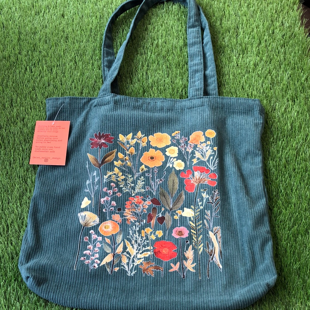 Sian Mellor Design Green Pressed Flower Tote