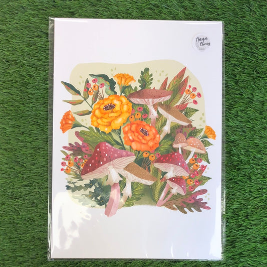 Anna Cheng A4 Print - Mushrooms and Carnations