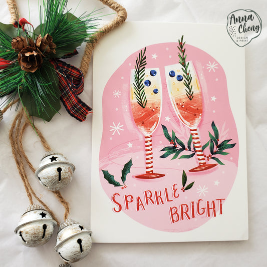 Christmas Prosecco Card by Anna Cheng