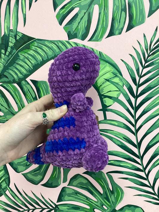 Crocheted Purple Dinosaur by Aurora Crochet