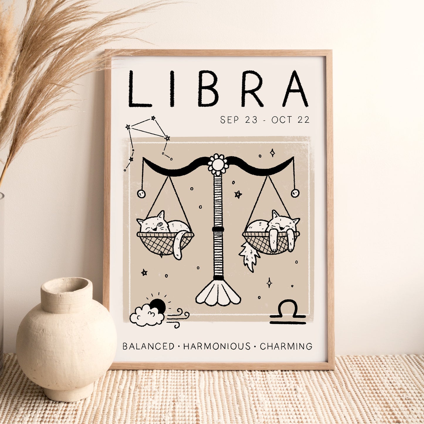 Cat Zodiac A4 Print by Designed by Leanne