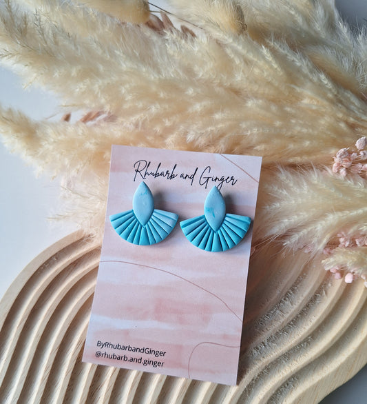 Blue Art Deco Fan Earrings by Rhubarb & Ginger
