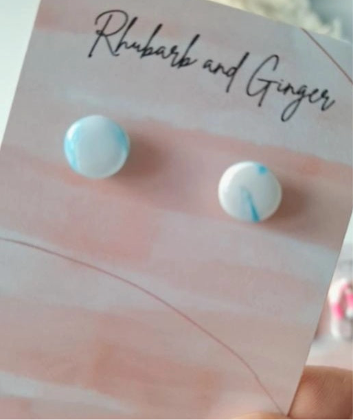 Sea Foam mini stud earrings by Rhubarb & Ginger
