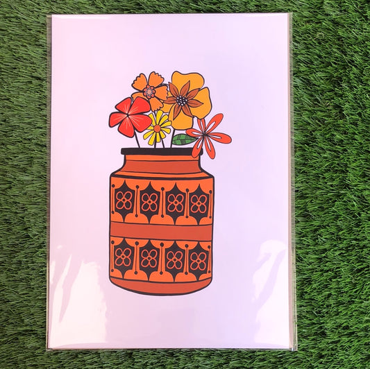 Sinead & Peggy A4 Print Flowers in Orange Vase