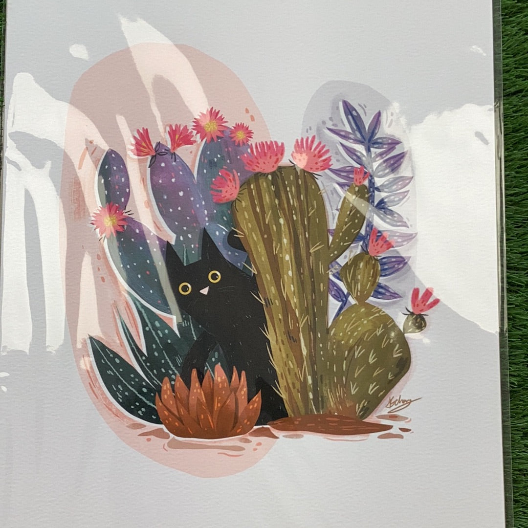 A3 Print - Cat & Cactus by Anna Cheng