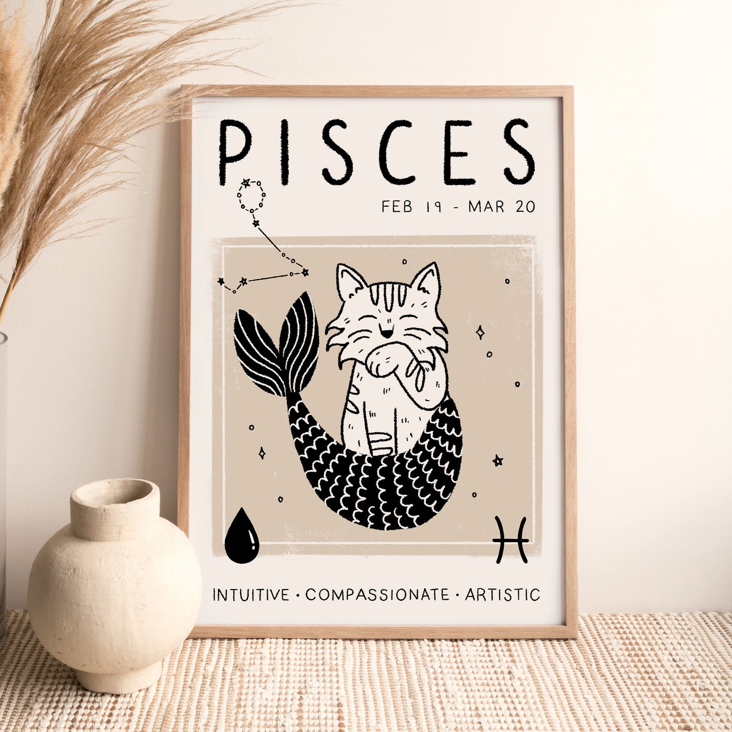 Cat Zodiac A4 Print by Designed by Leanne