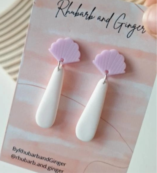 Lilac/ White Droplets Earrings by Rhubarb & Ginger