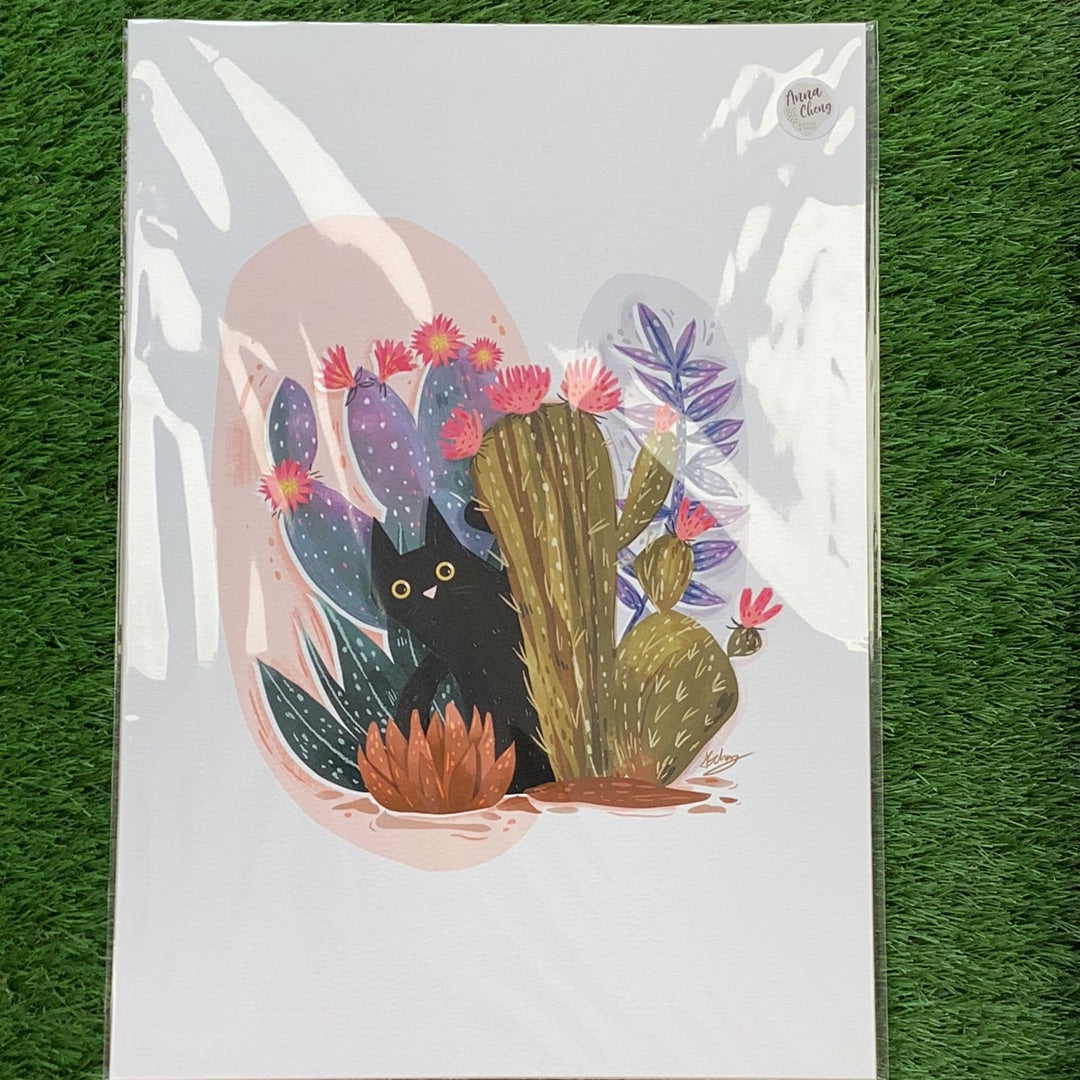 A3 Print - Cat & Cactus by Anna Cheng