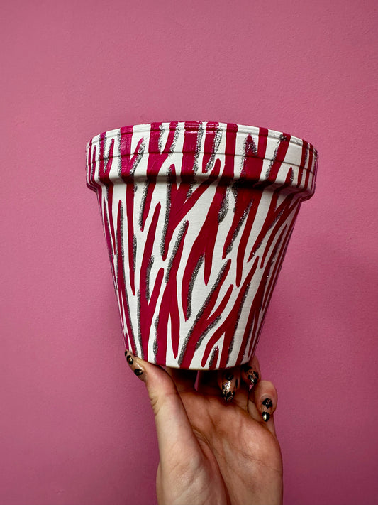 Large Zebra Plant Pot by Itsy Bit Potty