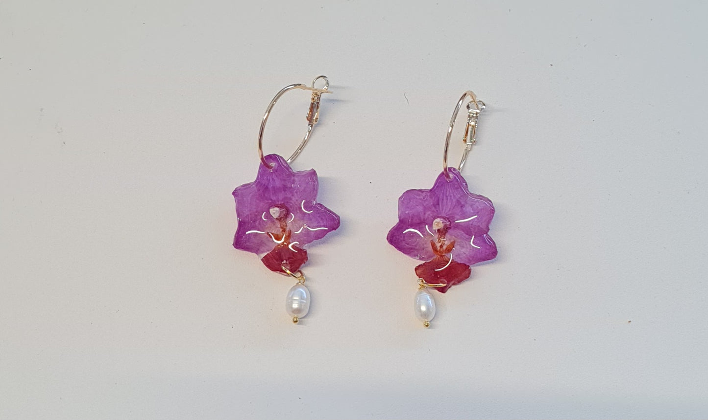 Orchid Resin Earrings by Tiger Lily Resin