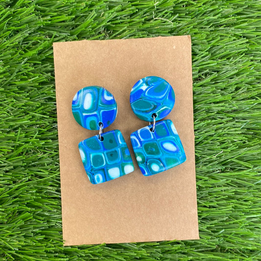 Matilda & Me Large Retro Blue/Green Earrings