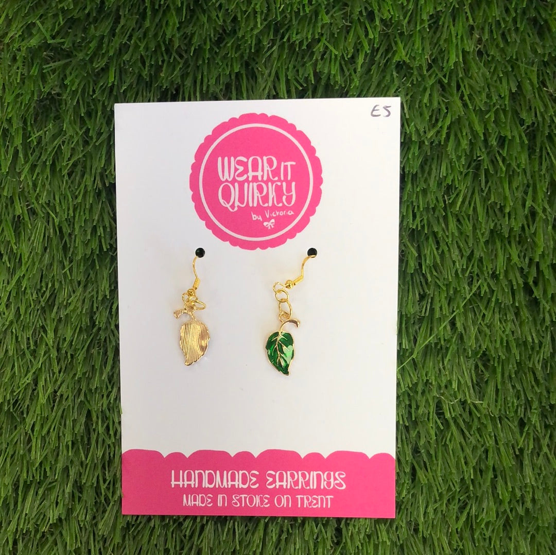 Wear It Quirky £5 Dangle Earrings - Green Leaf