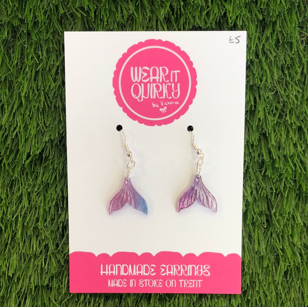 Wear It Quirky £5 Dangle Earrings - Purple Fish Tails