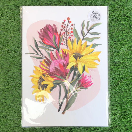 Anna Cheng A4 Print - Sunflower & Flower Bouquet