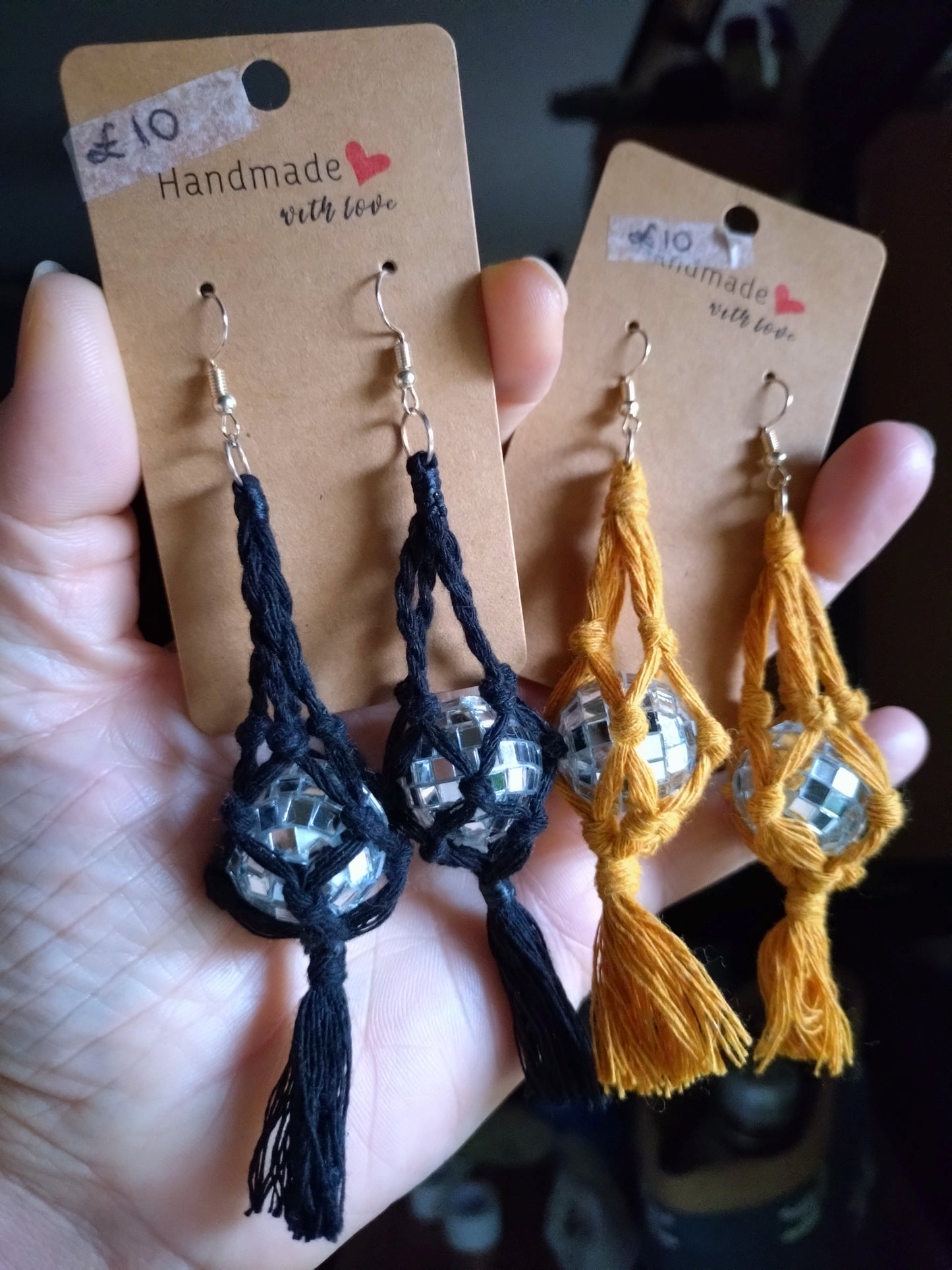 Macrame Disco Ball Earring by Go For Macrame Wall