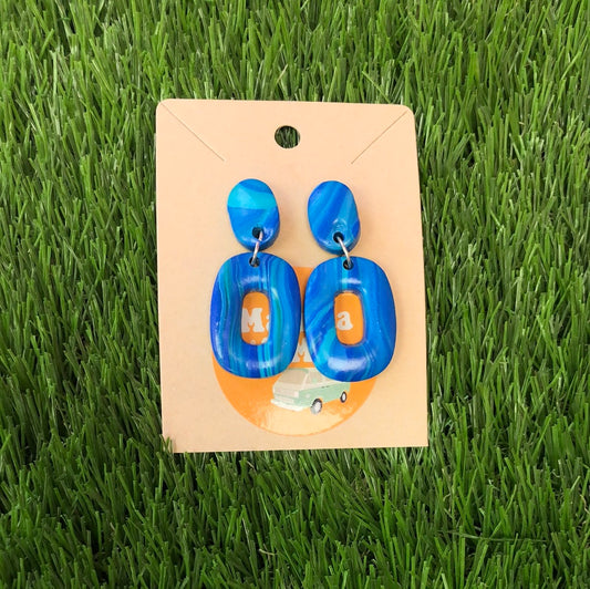 Matilda & Me Blue Dangle Oval Earrings