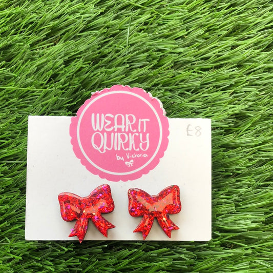 Wear It Quirky £8 Studs - Red Bows