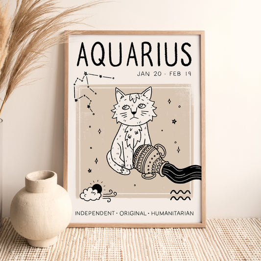 Cat Zodiac A4 Print by Designed by Leanne