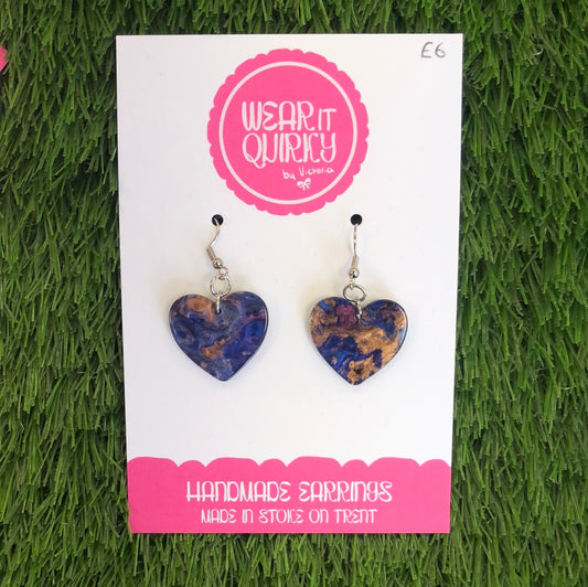 Wear It Quirky £6 Dangle Earrings - Purple Hearts