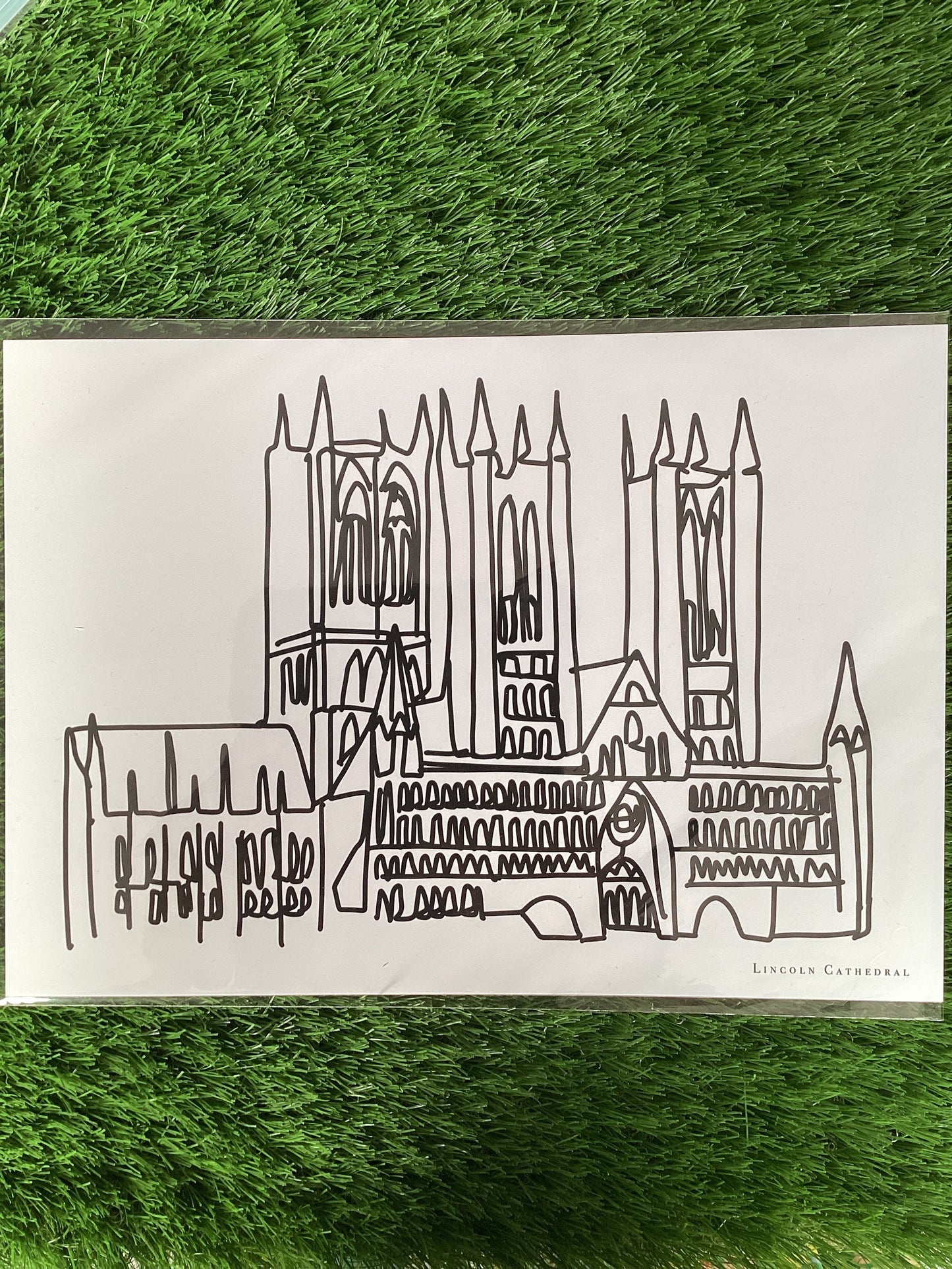 Natalie Cass Art A4 Print - Lincoln Cathedral Black & White Landscape