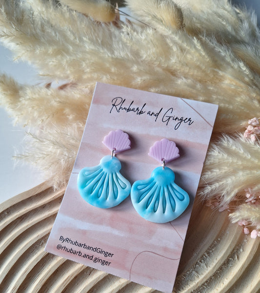 Blue Shell Dangle Earrings by Rhubarb & Ginger