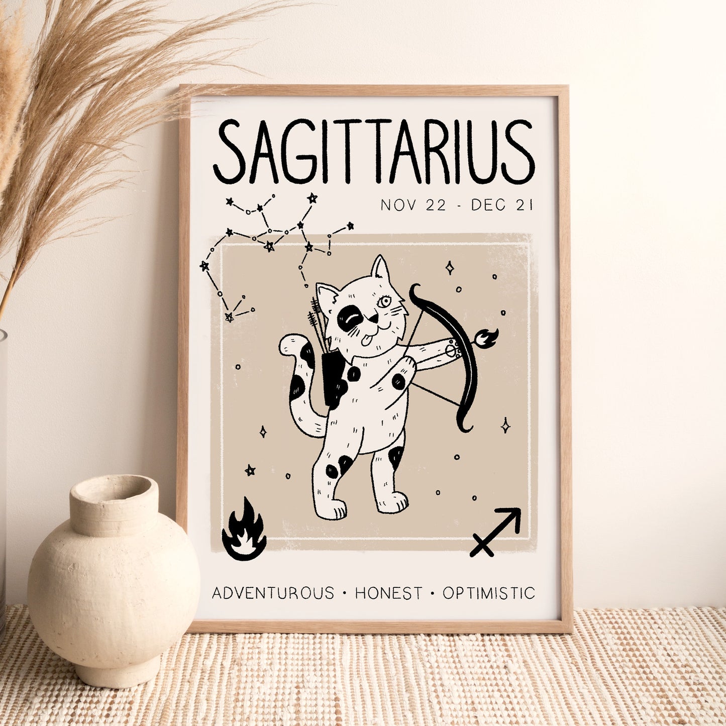 Cat Zodiac A4 Print by Designed by Leanne