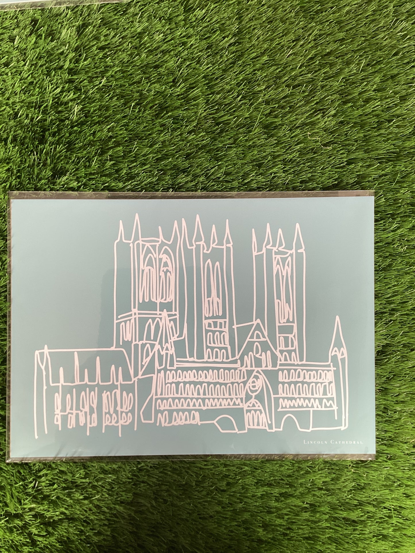 Natalie Cass Art A4 Print - Lincoln Cathedral Blue & White Landscape