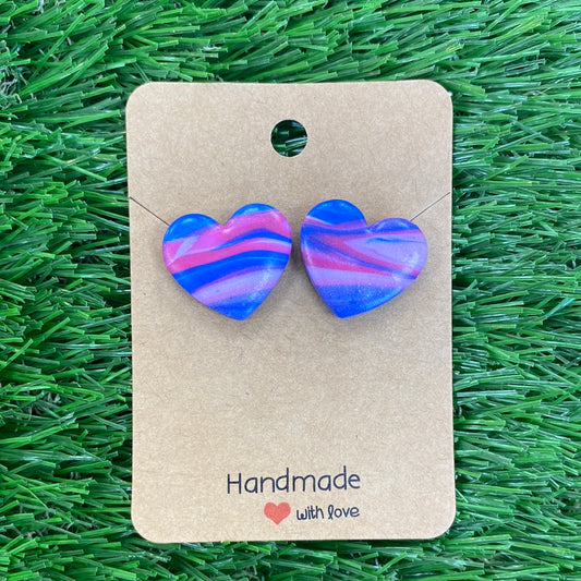 Matilda & Me Blue/purple/pink Heart Marble Studs