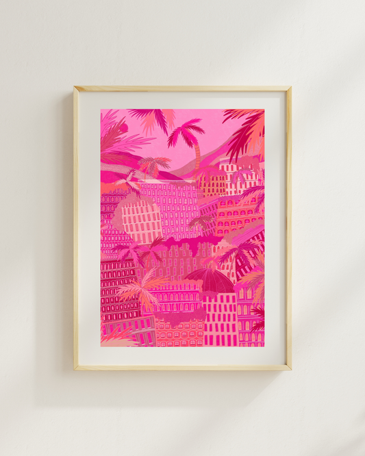City in Pink A4 Print by March & Butler