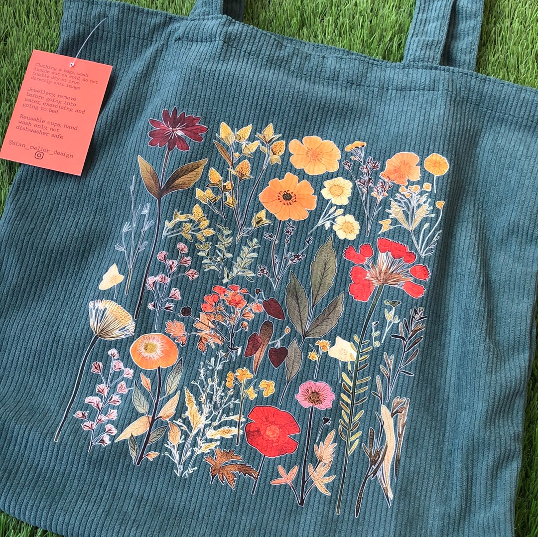 Sian Mellor Design Green Pressed Flower Tote