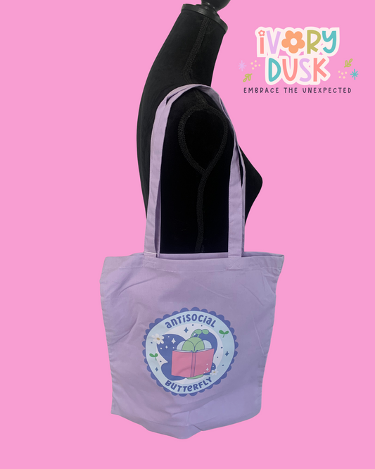 Antisocial butterfly tote bag by Ivory Dusk