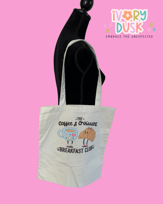 Coffee & croissant club tote bag by Ivory Dusk