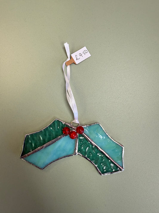 Double Holly (Blue/Green) by Sarah Wales Glass